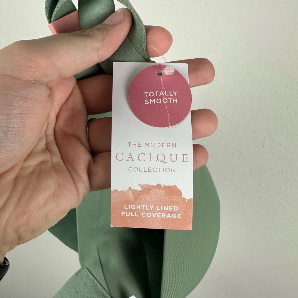 NEW Cacique Green Totally Smooth Lightly Lined Full Coverage Bra Size 46H